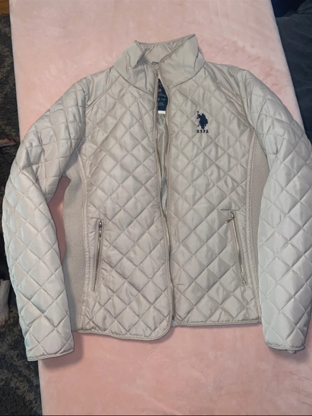U.S. Polo Assn. Quilted Cream youth Puffer Jacket